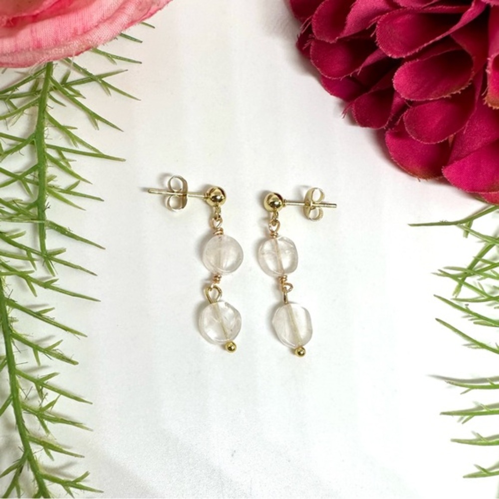 NEW⚜️Clear Quartz Beaded Drop Earrings